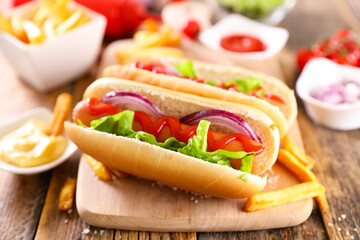 hot dog with french fries