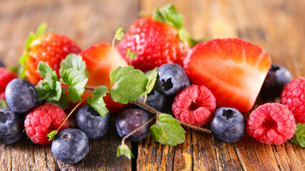 berry fruit- strawberry,  blueberry and raspberry