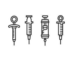 syringe icons set line vector illustration