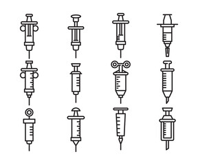 Naklejka premium syringe icons set line vector illustration