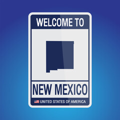 Fototapeta premium The Sign United states of America with message, New Mexico and map on Blue Background vector art image illustration.