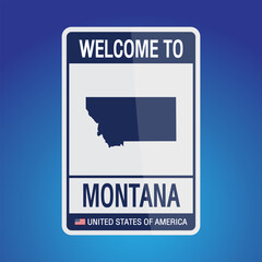 The Sign United states of America with message, Montana and map on Blue Background vector art image illustration.
