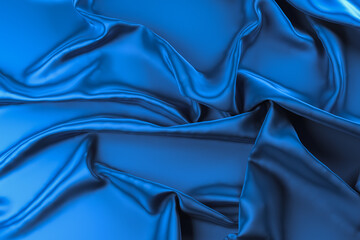 Beautiful navy blue fabric background with copy space for your design. Elegant abstract background. 3d rendering
