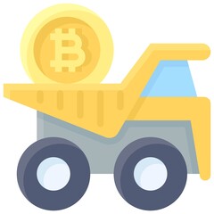 Dump truck icon, Cryptocurrency related vector