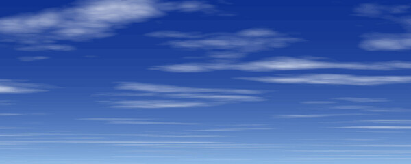 Beautiful white clouds in the blue sky. Cloudscape. Realistic vector illustration