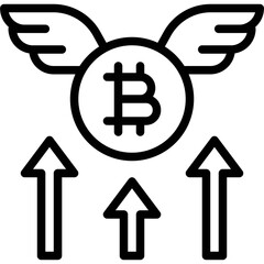Bitcoin with wings icon, Cryptocurrency related vector