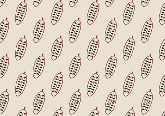 Cocoa beans pattern wallpaper. Cocoa beans symbol.