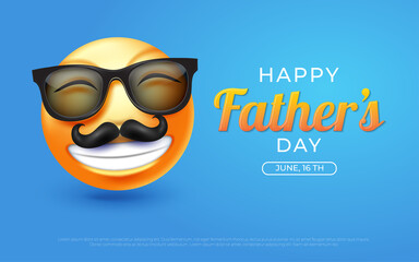 Happy Fathers Day lettering with 3d emoji 