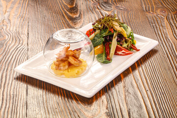 Prawn with pineapple and orange