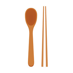 Chopsticks and spoon vector. chopsticks white background. wallpaper. free space for text. copy space.