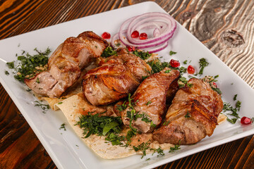 Grilled pork kebab shashlik barbecue