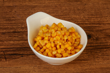 Sweet corn seeds in the bowl