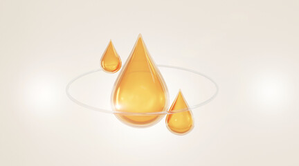Oil and serum bubbles, concept skin care cosmetics solution.
Cosmetics solution supreme collagen essence Premium.  3d rendering.