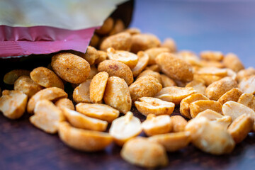 dry roasted peanuts on a table