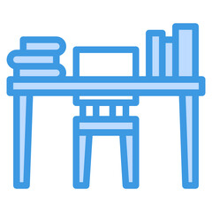 Desk blue outline icon