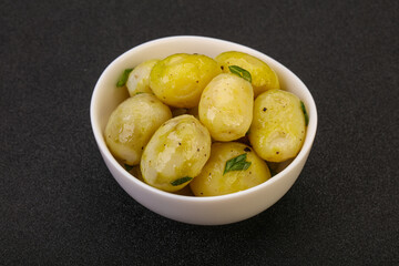 Young boiled potato in the bowl