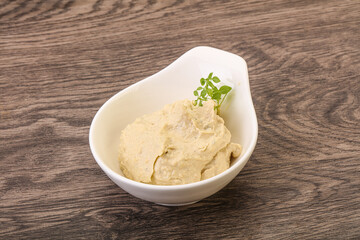 Vegan food - hummus with olive oil