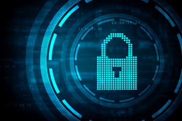 2d illustration Safety concept: Closed Padlock on digital background

