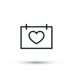 14 february calendar date icon vector element for trendy design. Simple pictogram for mobile concept and web apps. Vector line Valentine's day icon isolated on a white background.