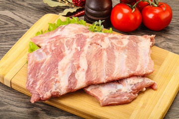 Raw pork ribs for cooking