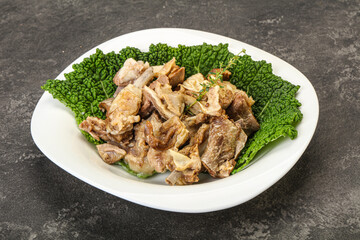 Baled lamb meat in the bowl
