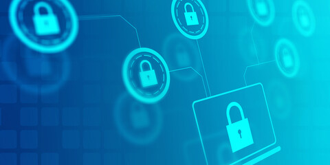 2d illustration Safety concept: Closed Padlock on digital background

