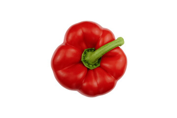 Red paprika isolated on white background. Sweet bell pepper top view.