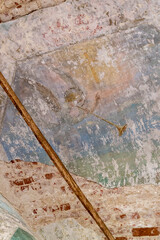 painting on the walls of the abandoned church