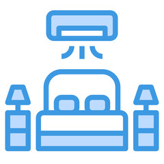 Bedroom blue outline icon