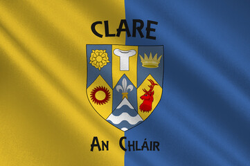 Flag of County Clare in Munster of Ireland - obrazy, fototapety, plakaty