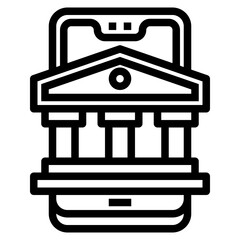Mobile banking outline style icon