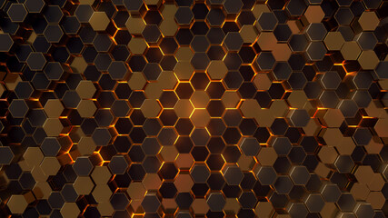 Abstract futuristic background with hexagons. 3d render illustration