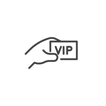 Hand With Vip Ticket Line Icon