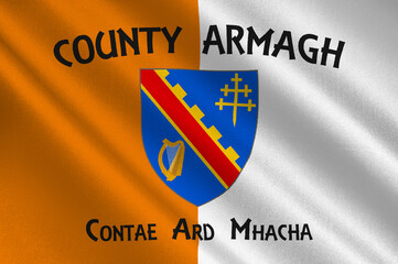 Flag of County Armagh in Ulster of Ireland