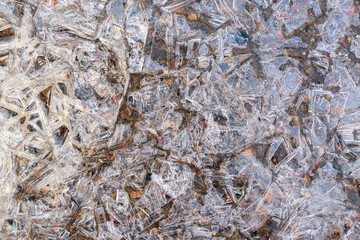 Surface ice structure. Winter backdrop concept.
