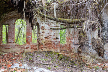 interior of an old abandoned temple