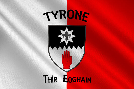 Flag of County Tyrone in Ulster of Ireland