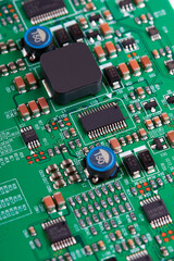 Electronic circuit board close up. 