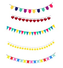 Vector illustration. Set of holiday flags. Can be used to create holiday designs for posters, cards, banners, flyers.