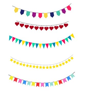 Vector illustration. Set of holiday flags. Can be used to create holiday designs for posters, cards, banners, flyers.