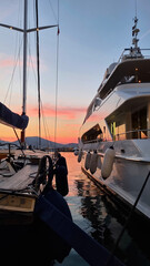 Sunset in the port of Saint Tropez, French Riviera