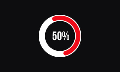 Circle Percentage Diagrams Showing 50% Ready-to-use for web Design, user interface (UI) or Infographic - Indicator with Red
