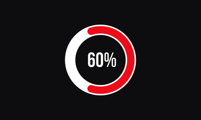 Circle Percentage Diagrams Showing 60% Ready-to-use for web Design, user interface (UI) or Infographic - Indicator with Red