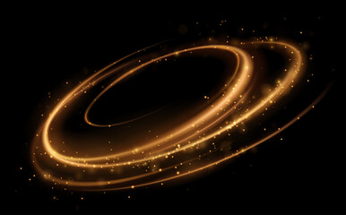 Abstract golden light lines with sparks and glow effect