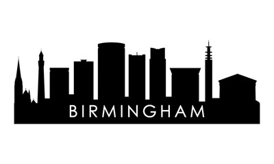 Birmingham skyline silhouette. Black Birmingham city design isolated on white background.