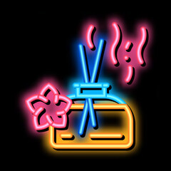 Fototapeta premium aroma odor parfume stick neon light sign vector. Glowing bright icon aroma odor parfume stick sign. transparent symbol illustration