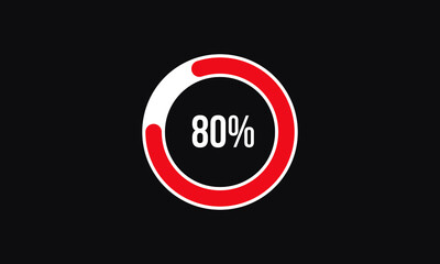 Circle Percentage Diagrams Showing 80% Ready-to-use for web Design, user interface (UI) or Infographic - Indicator with Red