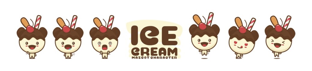 cute ice cream ball mascot