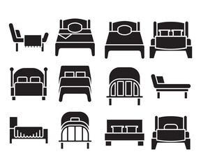 bed and mattress icons set vector