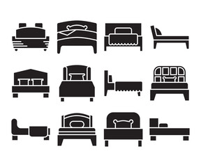 bed and mattress icons set vector